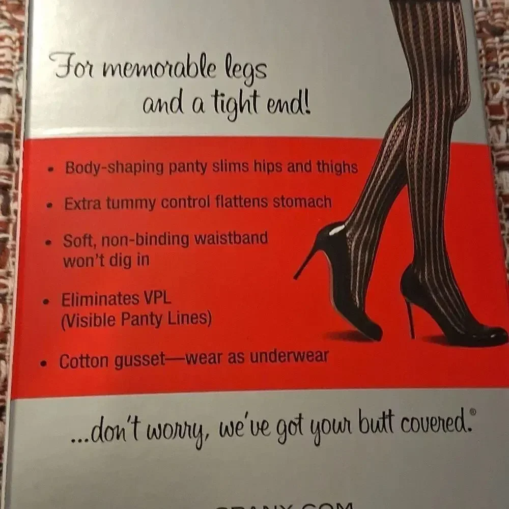 SPANX Uptown Tight End Tights Black Tuxedo Stripe Patterned Body Shaping Size C